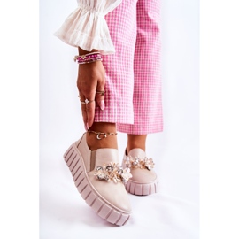 PA2 Sneakers Slip-On Da Donna In Pelle Con Decoro Mirana Beige 1