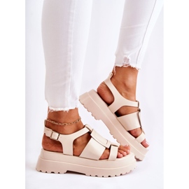 PS1 Sandali In Pelle Da Donna Sulla Piattaforma Beige Corene 2