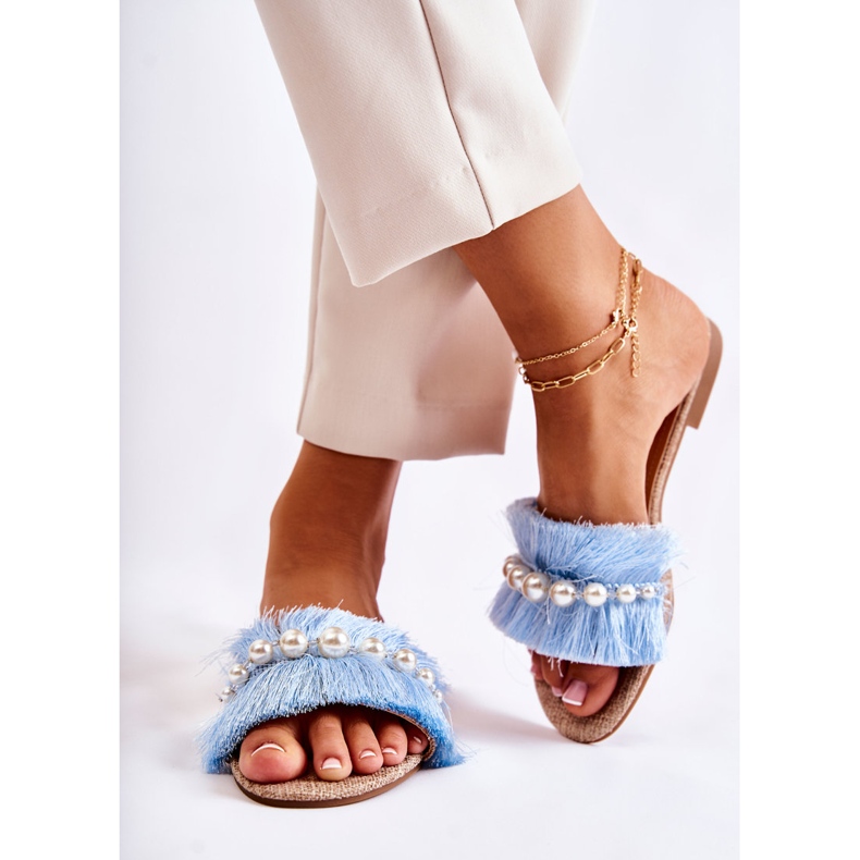 PG2 Ciabatte Da Donna Con Striscia Decorativa Ramisa Blu 1