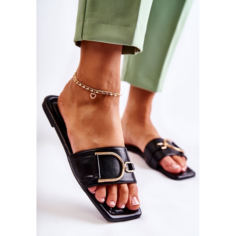 PG2 Ciabatte da donna classiche in pelle con decorazione Shilla nera nero 2