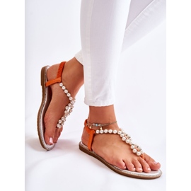 PG1 Sandali Alla Moda Infradito Con Perle Arancioni Isalia arancia 1
