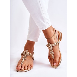 WS1 Sandali Infradito Da Donna Con Cubic Zirconia Golden Solea d'oro 2