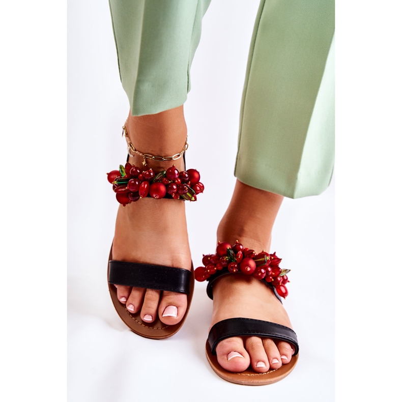 Sandali alla moda con perline nere di Hally nero 1