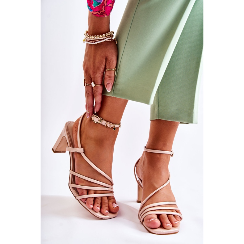 WS1 Sandali Laccati Classici Su Tacchi Alti Beige Milani 1