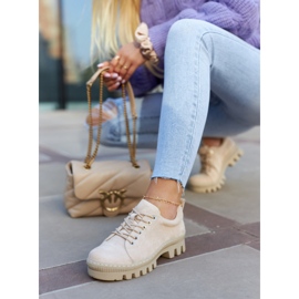 S.Barski Scarpe Stringate da Donna in Pelle Scamosciata, Beige 3