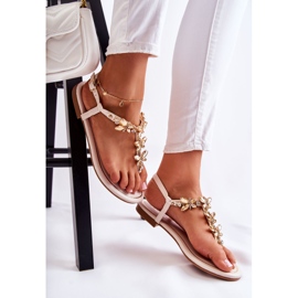 PG2 Sandali alla moda infradito con farfalle Jennissa beige chiaro 1