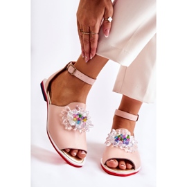 Sandali in pelle da donna con decorazione Nevada rosa brillante 1