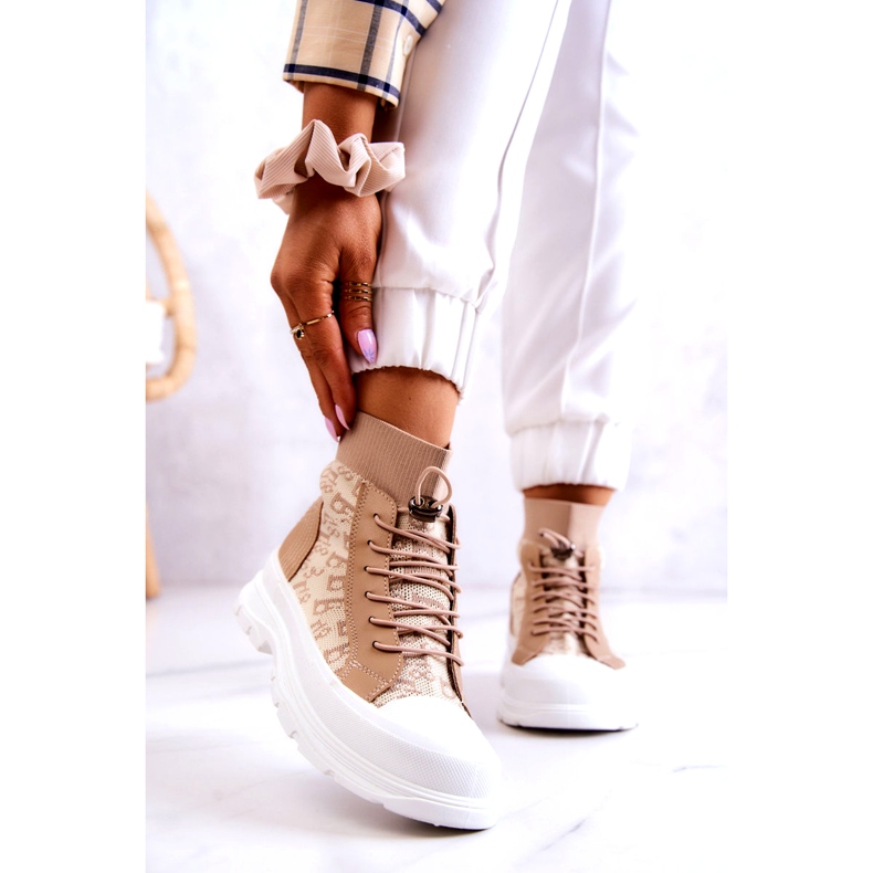FW1 Sneakers alla moda Calzino alto Beige Collin 1