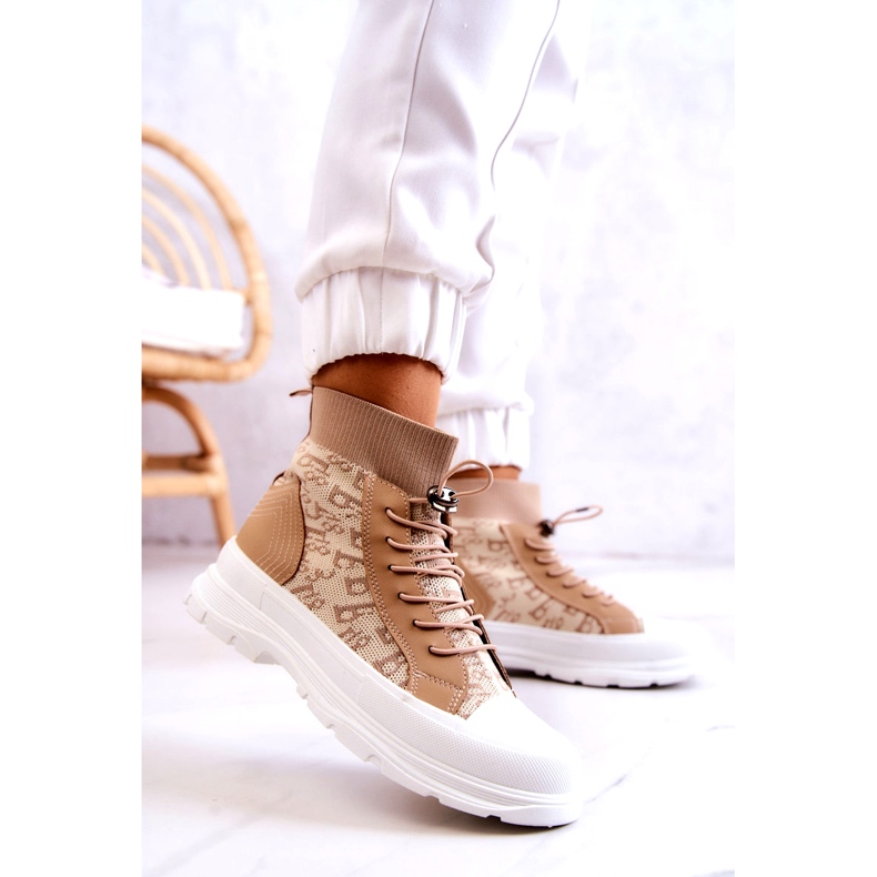 FW1 Sneakers alla moda Calzino alto Beige Collin 2
