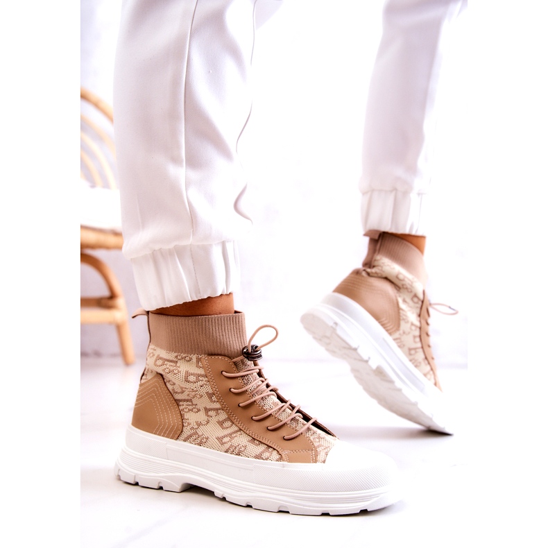 FW1 Sneakers alla moda Calzino alto Beige Collin 3