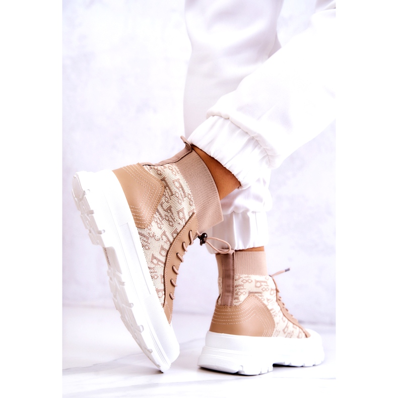 FW1 Sneakers alla moda Calzino alto Beige Collin 4