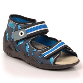 Ciabatte da bambino in velcro con Befado racer grigio e blu 2