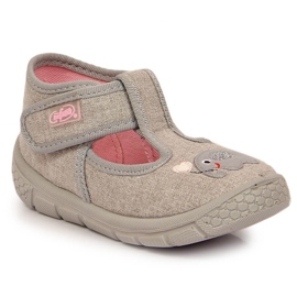 Ciabatte da bambina con velcro Befado grigio con elefante 2