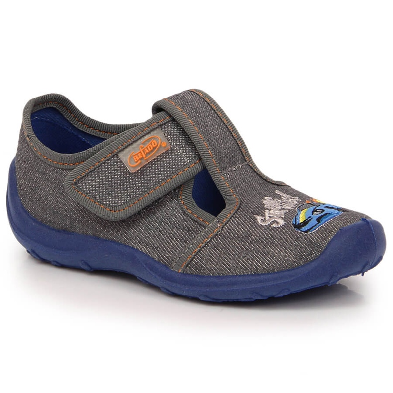Ciabatte da bambino con velcro grigio auto Befado 1