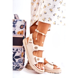 S.Barski Sandali In Pelle Da Donna Con Decorazione, Beige 5