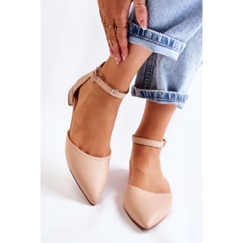 WD1 Sandali Ballerine In Pelle Da Donna In Spitz Beige Caprise 1