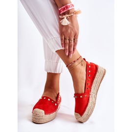 WT1 Espadrillas Da Donna Con Borchie Rosse Laross rosso 2