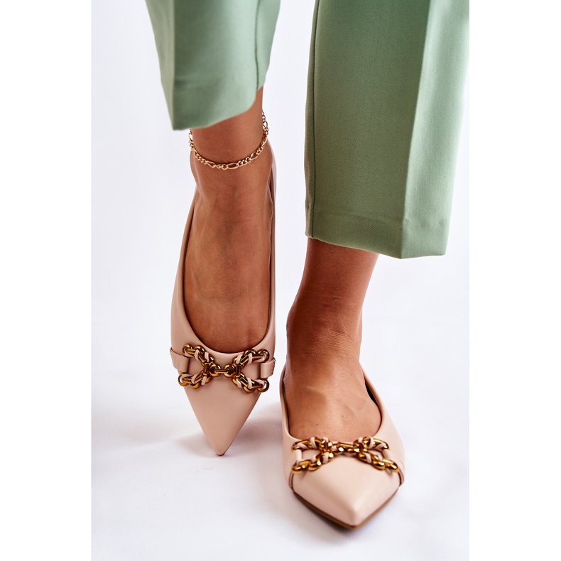 WS1 Ballerine Da Donna In Spitz Con Ornamento Carlos Beige 2