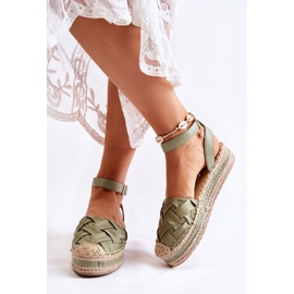 WS1 Sandali Espadrillas Da Donna Sulla Piattaforma Di Susane Verde 2