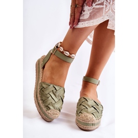 WS1 Sandali Espadrillas Da Donna Sulla Piattaforma Di Susane Verde 1