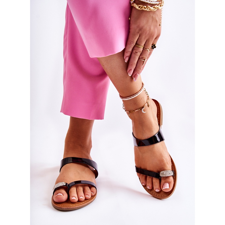 WS1 Infradito da donna laccate nere Jimena nero 2