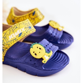 WJ1 Sandali leggeri per bambini con decorazioni fidate blu navy e gialle giallo 2