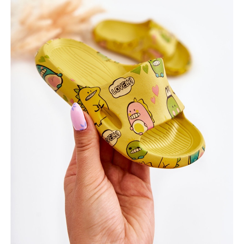 WJ1 Ciabatte Bambini Leggere Dinosauri Giallo Astro 1