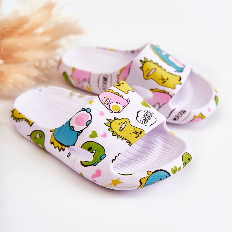WJ1 Ciabatte per bambini leggere Astro Dinosaurs bianche bianca 1