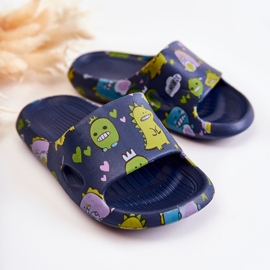 WJ1 Ciabatte Bambini Leggere Dinosauri Astro Blu Navy 1