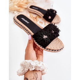 WJ1 Ciabatte Da Donna Con Fiori In Materiale Susana Nera nero 1