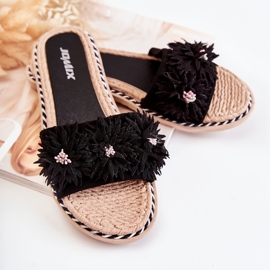 WJ1 Ciabatte Da Donna Con Fiori In Materiale Susana Nera nero 2