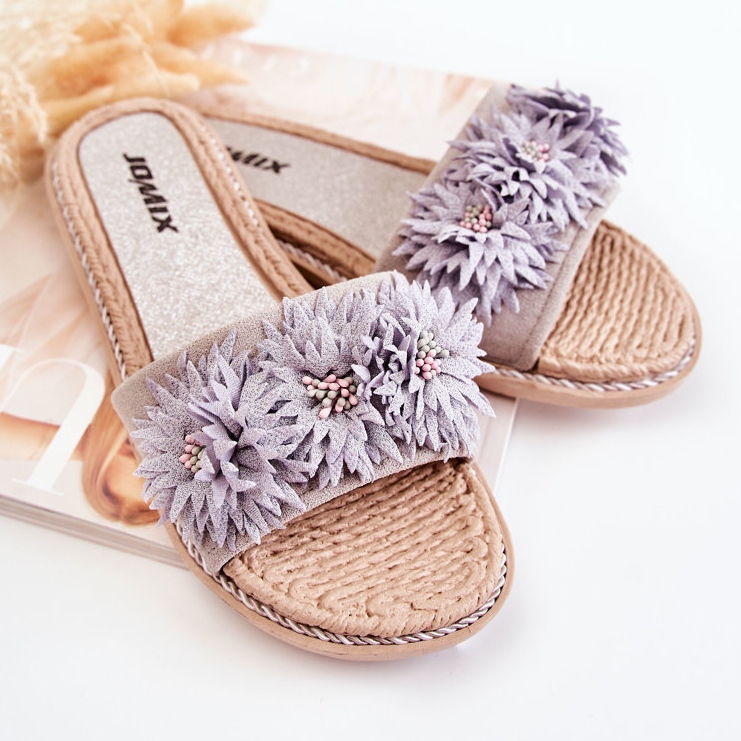 WJ1 Ciabatte Da Donna Con Fiori In Tessuto Grigie Susana grigio 2