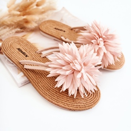WJ1 Infradito da donna con decoro in tessuto Eviana rosa chiaro 1