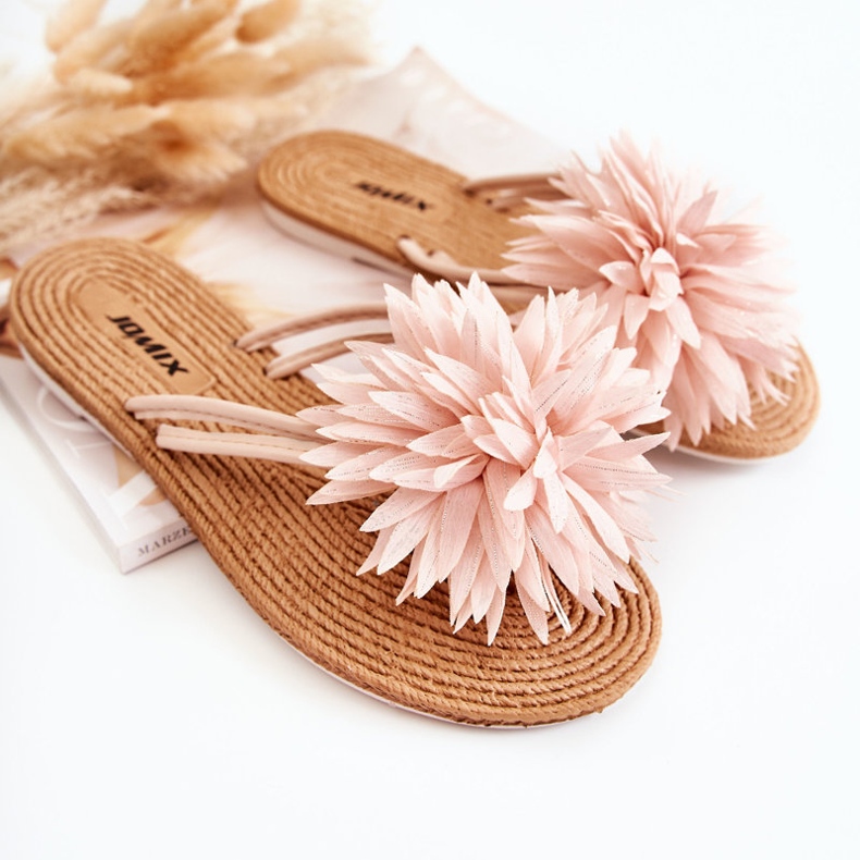 WJ1 Infradito da donna con decoro in tessuto Eviana rosa chiaro 1