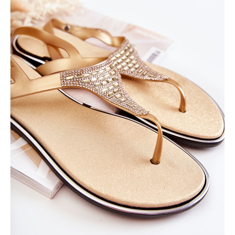 WJ1 Sandali infradito da donna con ornamenti dorati Atlanta d'oro 2