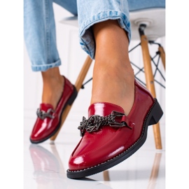 SHELOVET Mocassini da donna in vernice rosso 2
