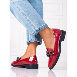 SHELOVET Mocassini da donna in vernice rosso 1