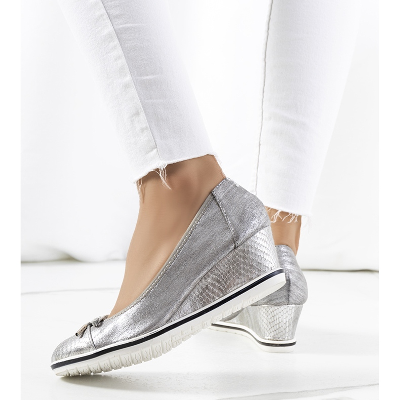 Sneakers con zeppa argento Blance d'argento 1