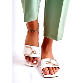 PG2 Ciabatte da donna classiche in pelle con decorazione Shilla bianca 1
