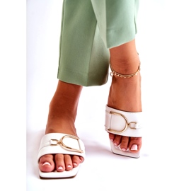 PG2 Ciabatte da donna classiche in pelle con decorazione Shilla bianca bianco 3