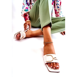 PG2 Ciabatte da donna classiche in pelle con decorazione Shilla bianca 4
