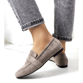 Mocassine femminili in inserto in pelle grigia grigio 1