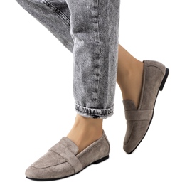 Mocassine femminili in inserto in pelle grigia grigio 3