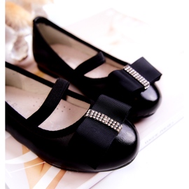 S.Barski Ballerine per bambini in pelle con fiocco decorativo nero Claril 3