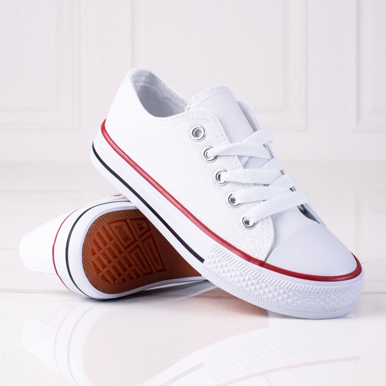 Sneakers da bambino stringate Vico bianche bianco 2