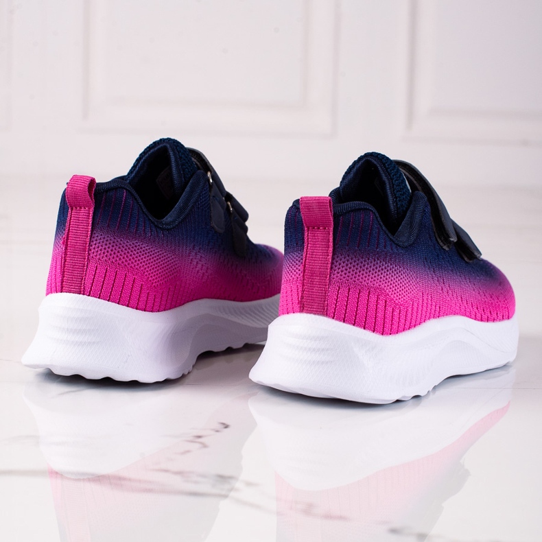 Scarpe sportive da bambino in velcro bicolore Shelovet blu navy rosa 1