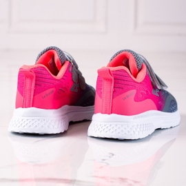 Scarpe sportive per bambini Shelovet con chiusura in velcro rosa e grigio 1