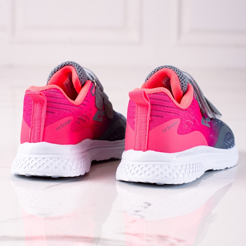 Scarpe sportive per bambini Shelovet con chiusura in velcro rosa e grigio 1