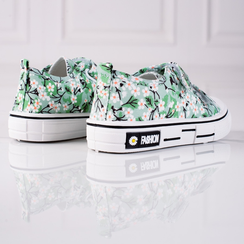 Sneakers per bambini Shelovet con fiori verdi ['bianco', 'verde', 'giallo'] verde 1
