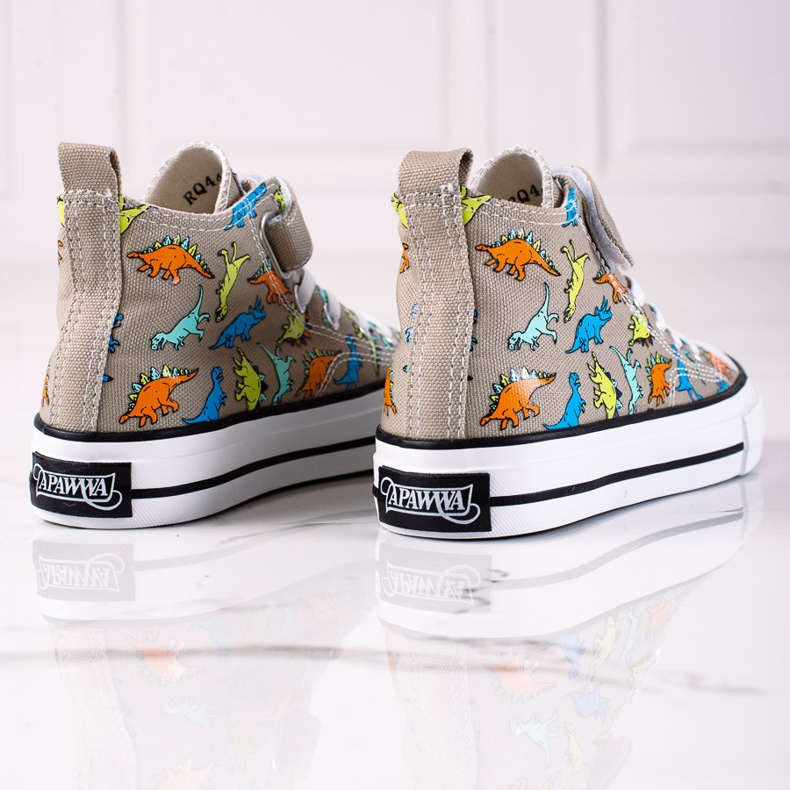Sneakers alte per ragazzi Shelovet dinosauri grigi grigio 1